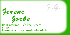 ferenc gorbe business card